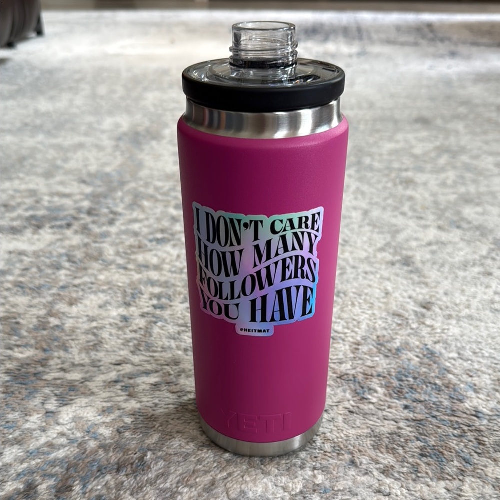 Yeti Pink Silver Insulated Water Bottle